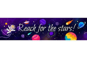 Reach for stars galaxy space quote, a Technology Illustration by Vector Tradition