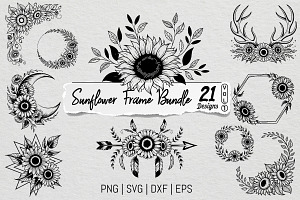 Sunflower Frame SVG PNG Bundle, an Illustration by Actual Pixel