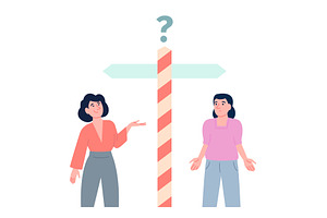 Female choose right way. Women stand, a Finance Illustration by LadadikArt