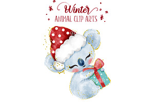 Winter Christmas Animal Cliparts