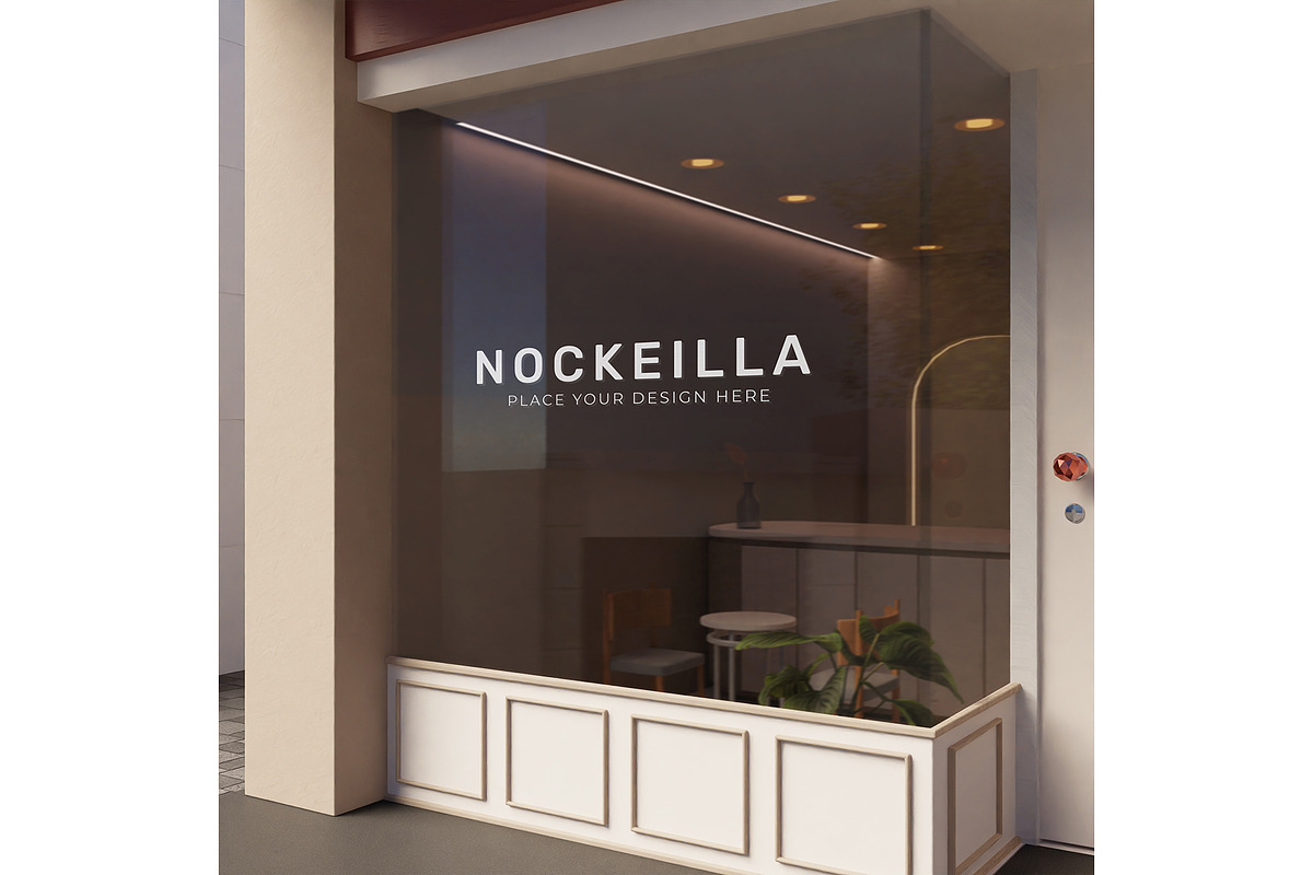 Window glass storefront logo mockup, a Product Mockup by Mockthethics. (Photo 5 of 13)