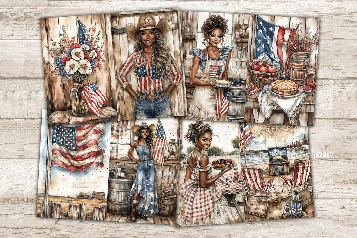 Fourth of July Junk Journal Page, a Person Illustration by GlamArtZhanna (Photo 4 of 10)