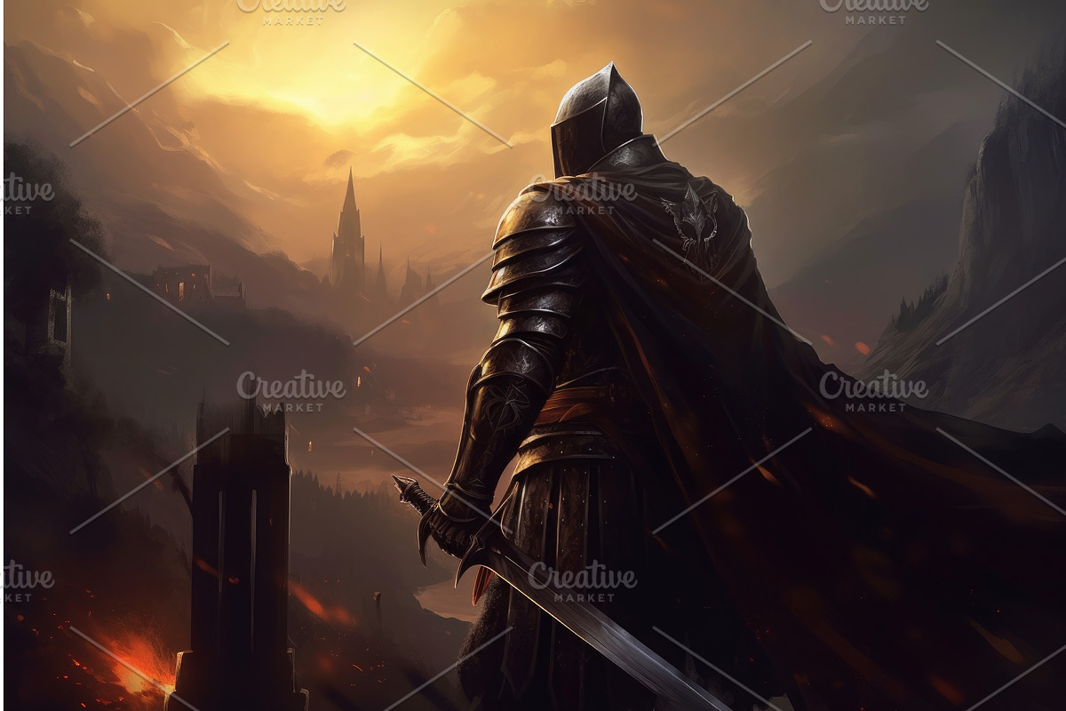 Dark fantasy knight. Generate Ai, a Texture Illustration by Ylivdesign