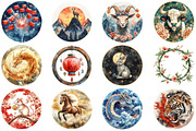 Chinese Zodiac signs round Clipart, an Illustration by Craft Nest (Thumbnail 3 of 5)