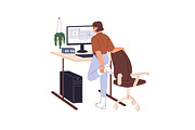 People do exercises at work desk set, a Work Illustration by PaperTrident (Thumbnail 8 of 9)