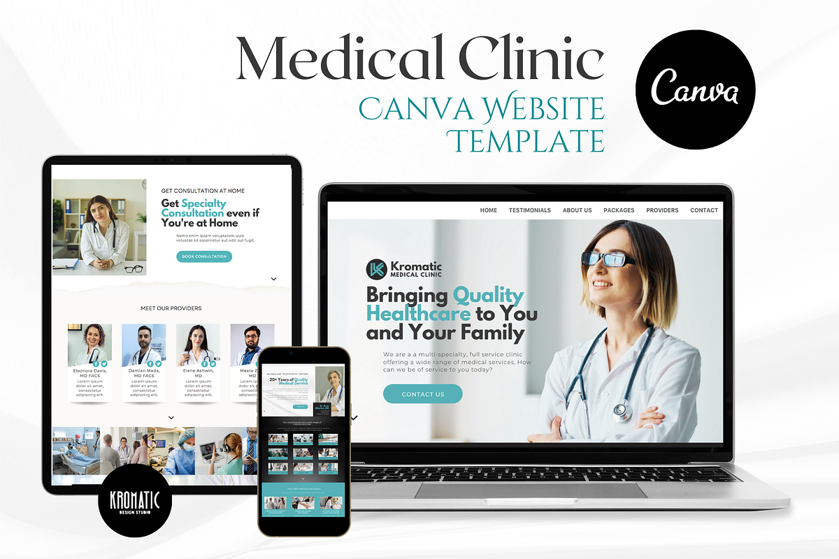 Medical Clinic Canva Website, a Landing Page Template by Kromatic Design Studio (Photo 1 of 8)