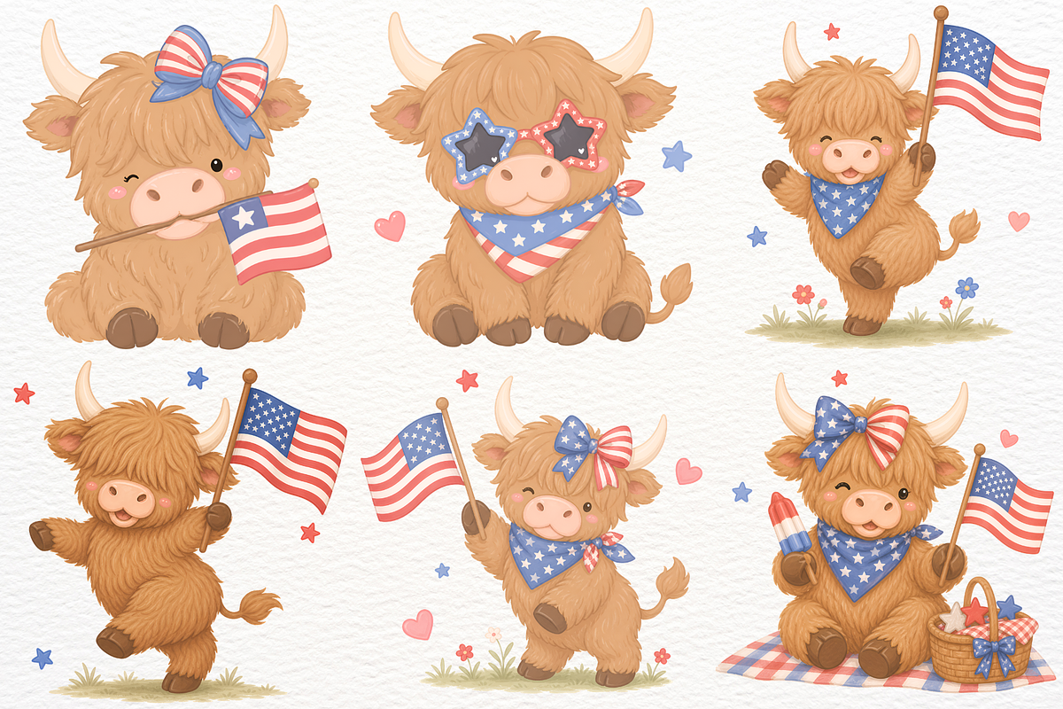 4th of July Clipart Patriotic Animal, an Animal Illustration by SugarCloudStudioArt (Photo 2 of 7)