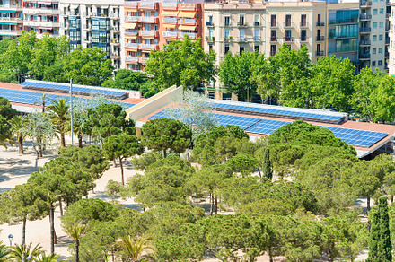 Blue solar cells panels on house stock photo containing solar and house, an Industrial Photo by Vapi