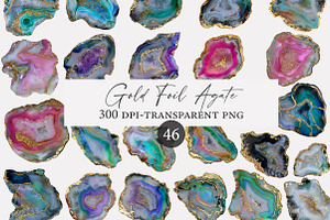 Gold Foil Agate Clipart, an Illustration by Designworld