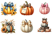 Autumn Pumpkin and Bow Clipart, an Illustration by DreamArtGraphic (Thumbnail 6 of 7)