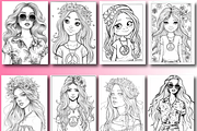 Hipple Style Girl Coloring Book, an Animal Illustration by Printable Design Store (Thumbnail 4 of 7)