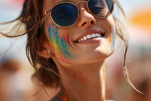 Smiling young woman with colorful, a Person Photo by MistyDay