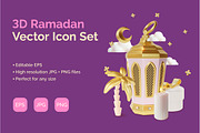 3d Ramadan Icons Set Vector, an Object 3D Model by 35lab (Thumbnail 1 of 6)