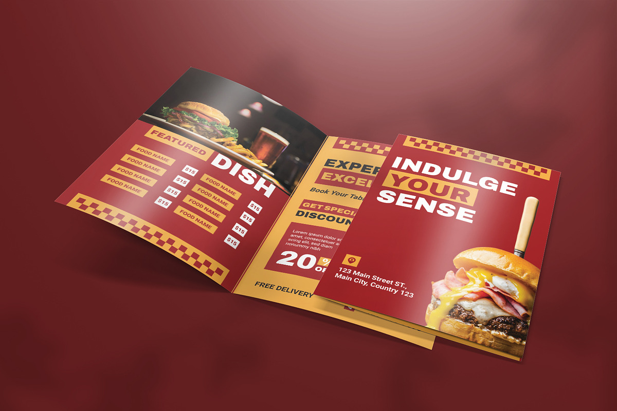Restaurant - Bifold Brochure, a Brochure Template by VUNIRA (Photo 2 of 2)
