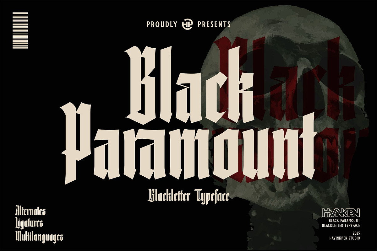 BLACK PARAMOUNT | Blackletter, a Blackletter Font by Havinkpen (Photo 1 of 9)