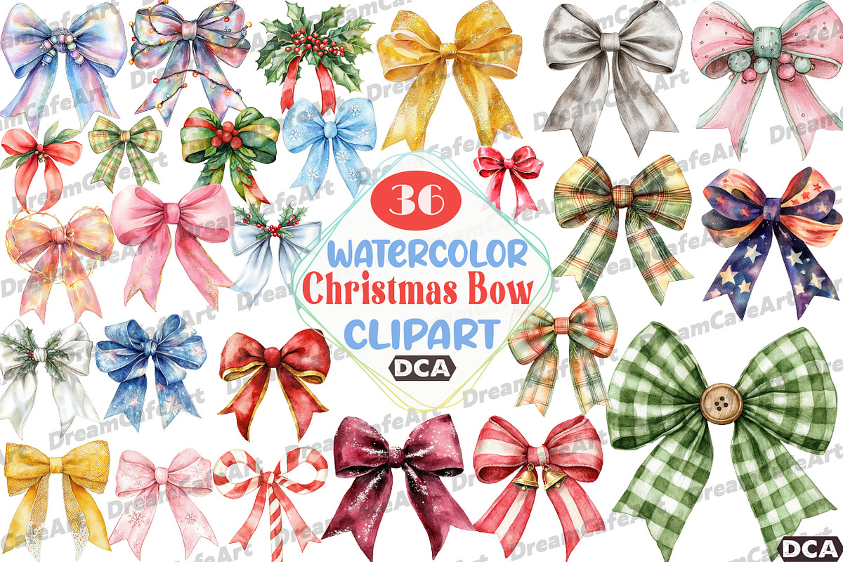 Christmas Bow Sublimation Bundle, an Illustration by DreamCafeArt (Photo 1 of 7)