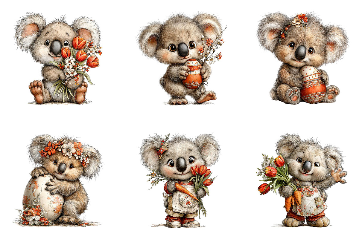 Whimsical Easter Koala Clipart, an Illustration by CreationArt (Photo 7 of 7)