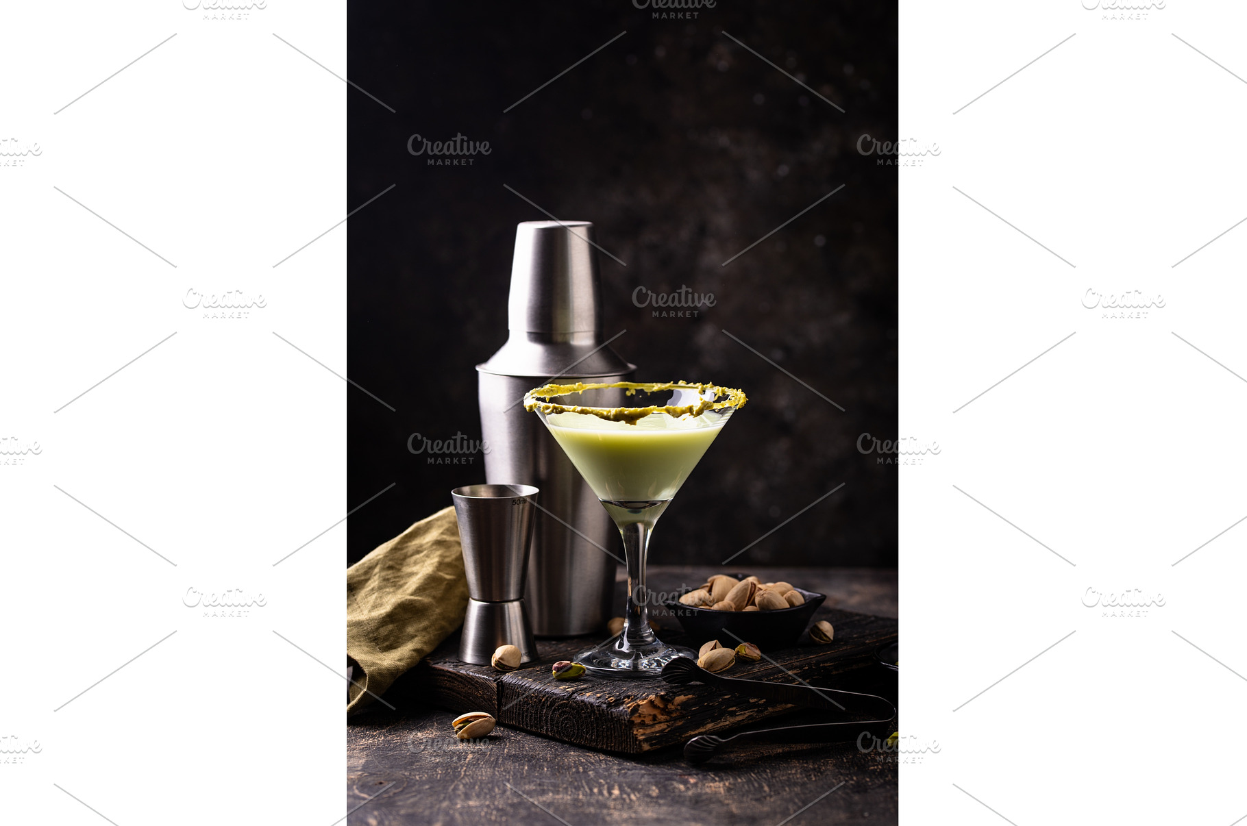 Pistachio creamy coctail martini or, a Food & Drink Photo by Yulia Furman