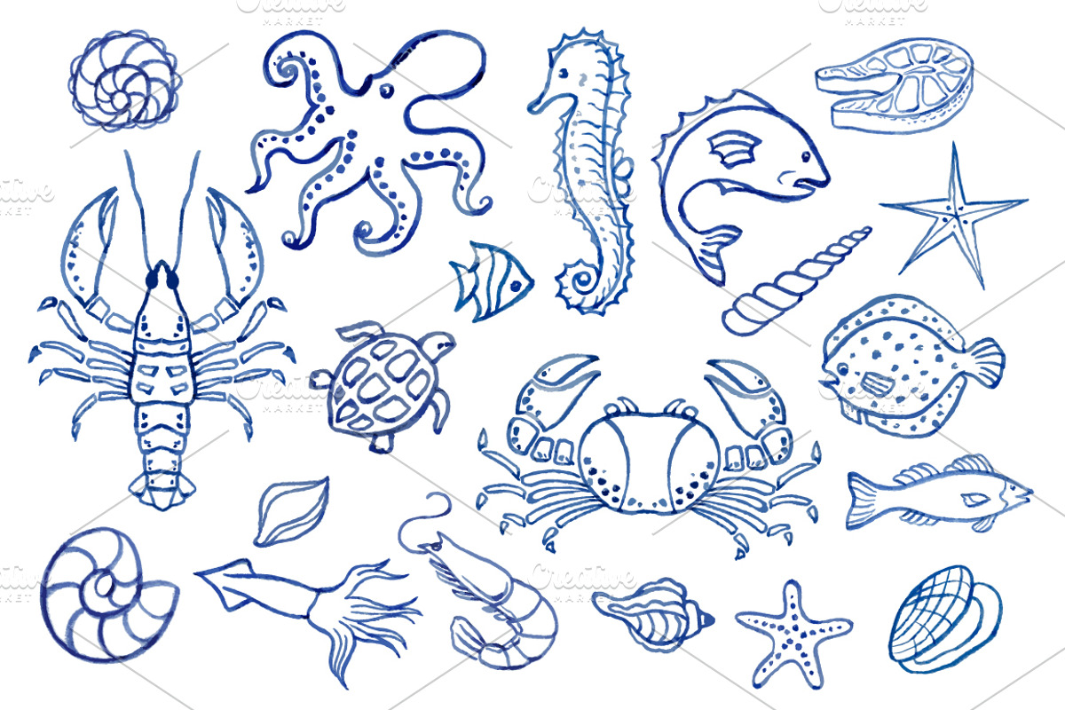 Seafood collection., a Graphic by Elena Medvedeva (Photo 2 of 5)
