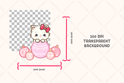 Kawaii White Cat Pink Christmas, an Animal Illustration by Blumensdiary (Thumbnail 3 of 6)