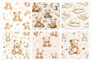 Beige Teddy Bears Seamless Patterns, a Pattern Graphic by Design Market (Thumbnail 2 of 4)