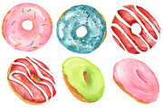 Set of watercolor delicious donuts, a Decorative Illustration by Nataliia Pyzhova (Thumbnail 4 of 7)