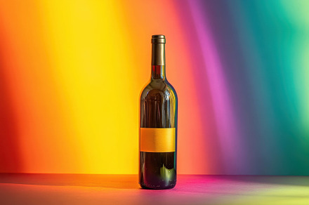 Wine bottle stands out against a vib, a Photo by Tanuart