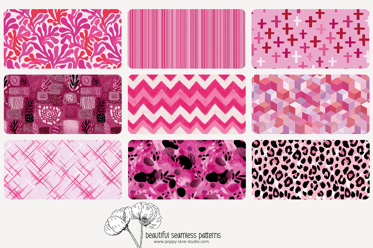 80 pink geometric seamless pattern, a Pattern Graphic by Poppy Lane Studio (Photo 3 of 11)