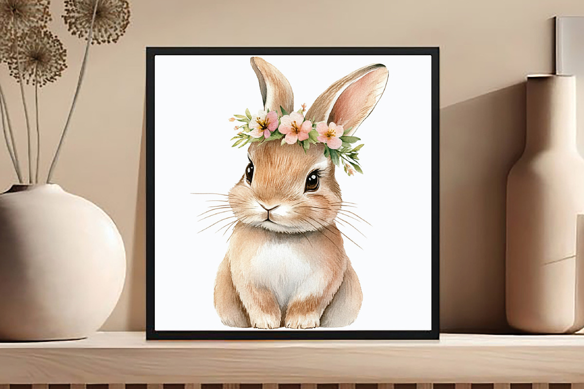Watercolor Floral White Bunny, an Illustration by DreamCafeArt (Photo 4 of 7)