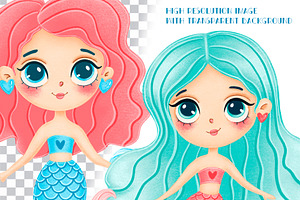 Cute Cartoon Mermaids Clipart