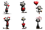 Valentines Whimsical Cat Clipart, an Illustration by CreationArt (Thumbnail 5 of 6)