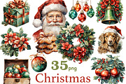 Christmas Watercolor Clipart Set, a Seasonal Illustration by GlamArtZhanna (Thumbnail 1 of 5)