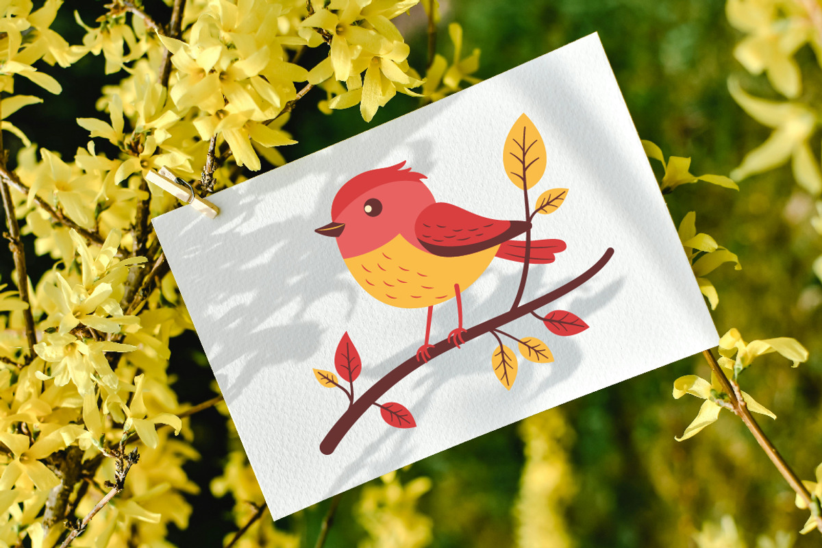 14 Cute Red Robin Bird on Tree Twig, an Animal Illustration by jongcreative (Photo 7 of 8)