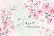 Blossom. Watercolor collection., a Pattern Graphic by oKOLOstyle (Thumbnail 1 of 6)