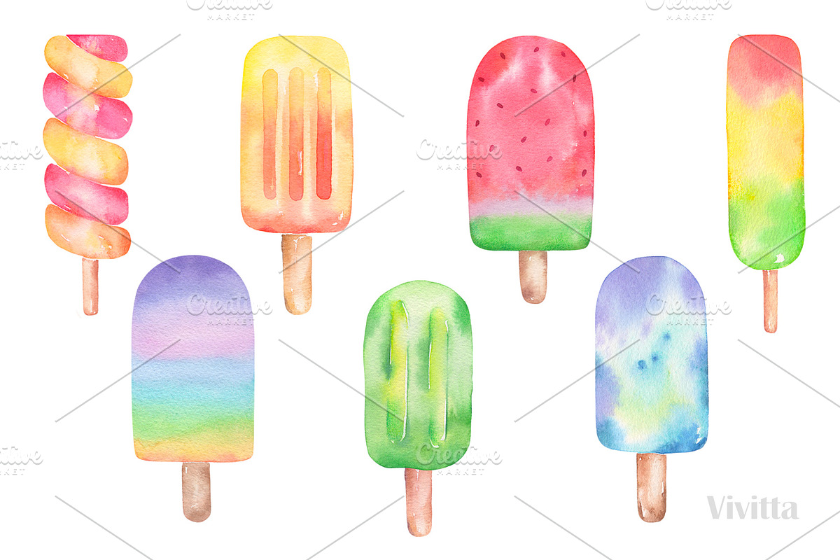 Ice cream watercolor collection, a Food Illustration by Vivitta (Photo 4 of 8)