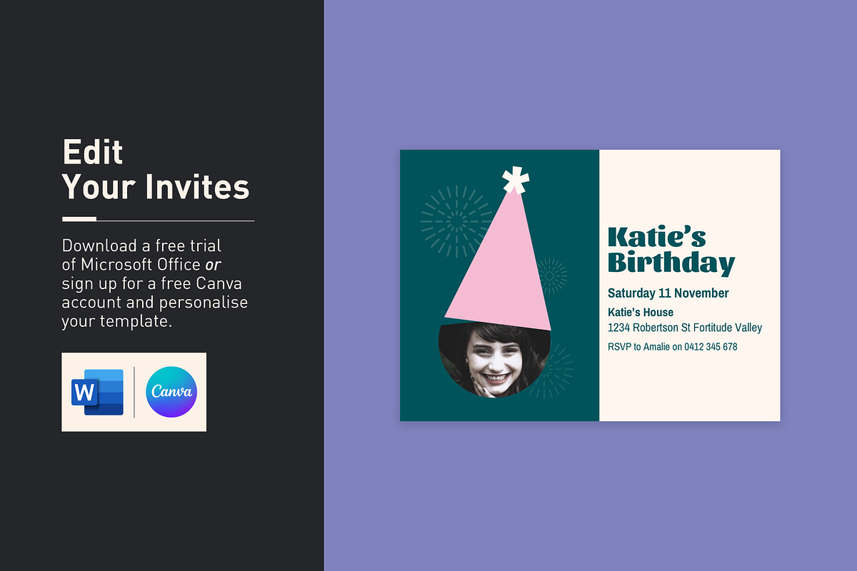 Katie Birthday Invitation, an Invitation Template by Mountain Folk Creative (Photo 2 of 6)