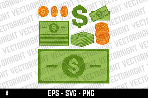Pixel art money icons, an Object Graphic by Vectorhight