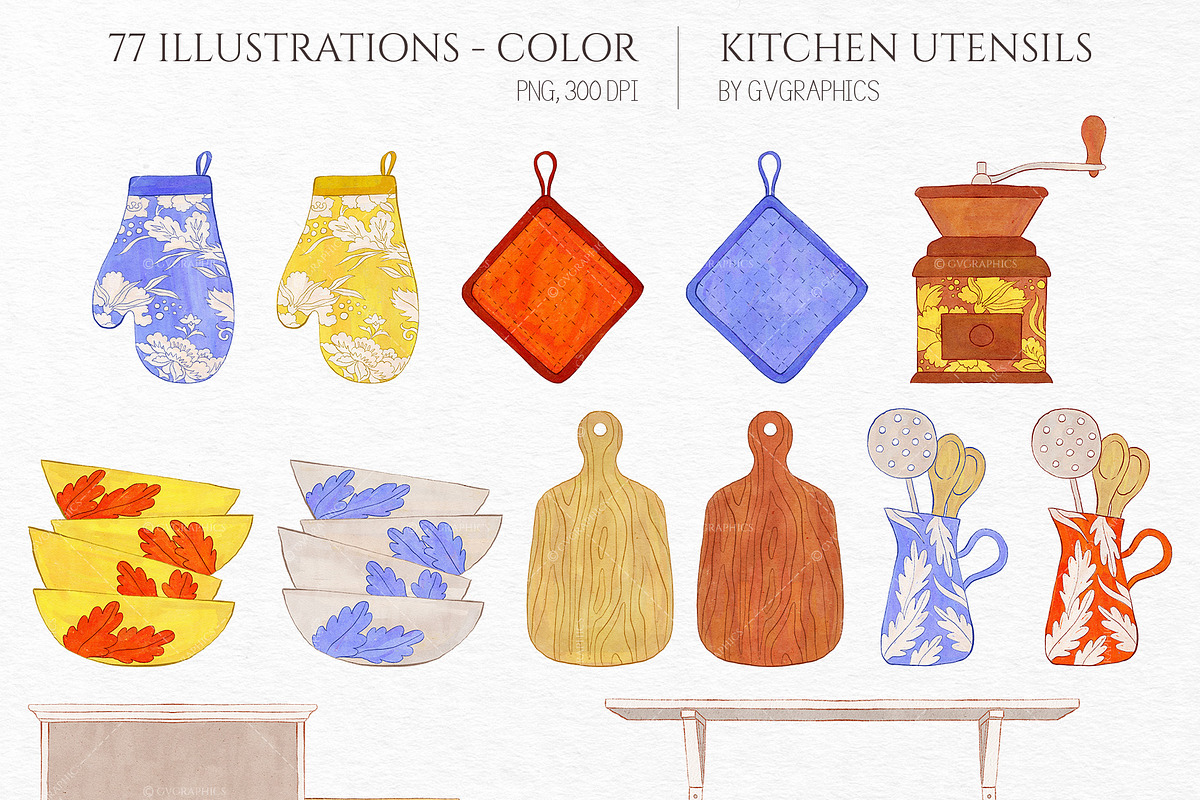 Kitchen Utensils Illustrations, an Object Illustration by GVGraphics (Photo 4 of 8)