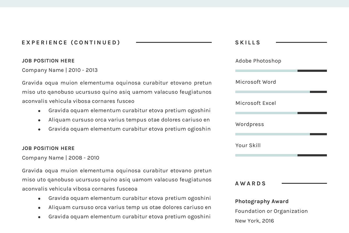 Professional CV Resume Templates, a Resume Template by GResume (Photo 7 of 7)