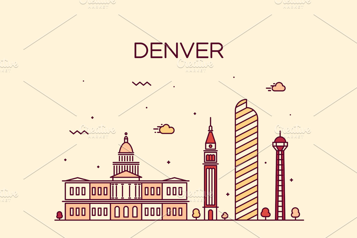 Denver skyline, an Illustration by TheMountBirdStudio