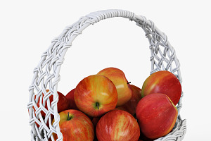 Wicker Basket 04 Set With Apples