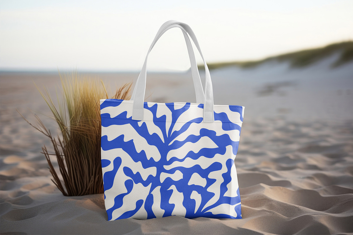 Blue Wavy Summer Leaves, a Wallpaper Graphic by MalyskaStudio (Photo 6 of 6)