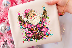 Retro Pink Santa Lights Clipart PNG, a Seasonal Illustration by CrexoraLab