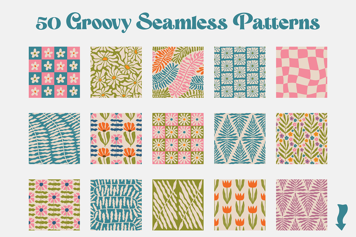 50 Groovy Retro Seamless Patterns, a Pattern Graphic by AnnArt (Photo 8 of 8)