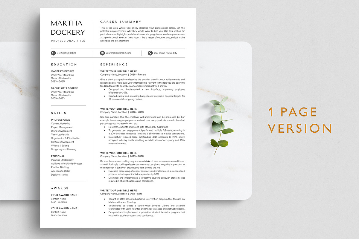 Professional & Creative Resume CV, a Resume Template by TheStandOutResume (Photo 2 of 10)