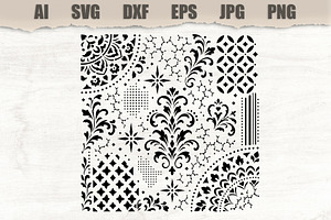Stencil Ornamental Damask Motif