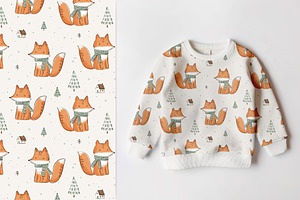 Pattern: Winter fox, a Background Graphic by Olena Kuznietsova