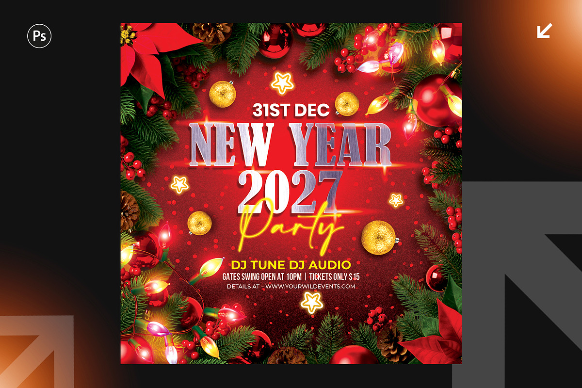 New Year Party Flyer Design Bundle, a Flyer Template by Shajib Shikder (Photo 4 of 7)
