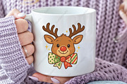 Christmas Reindeer Coquette Bow PNG, an Illustration by CraftArtStudio (Thumbnail 2 of 4)