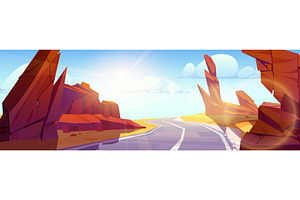 Canyon Desert Road Landscape Vector